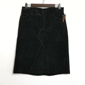 NWT Nissi Black 100% Suede Leather Skirt Size Large